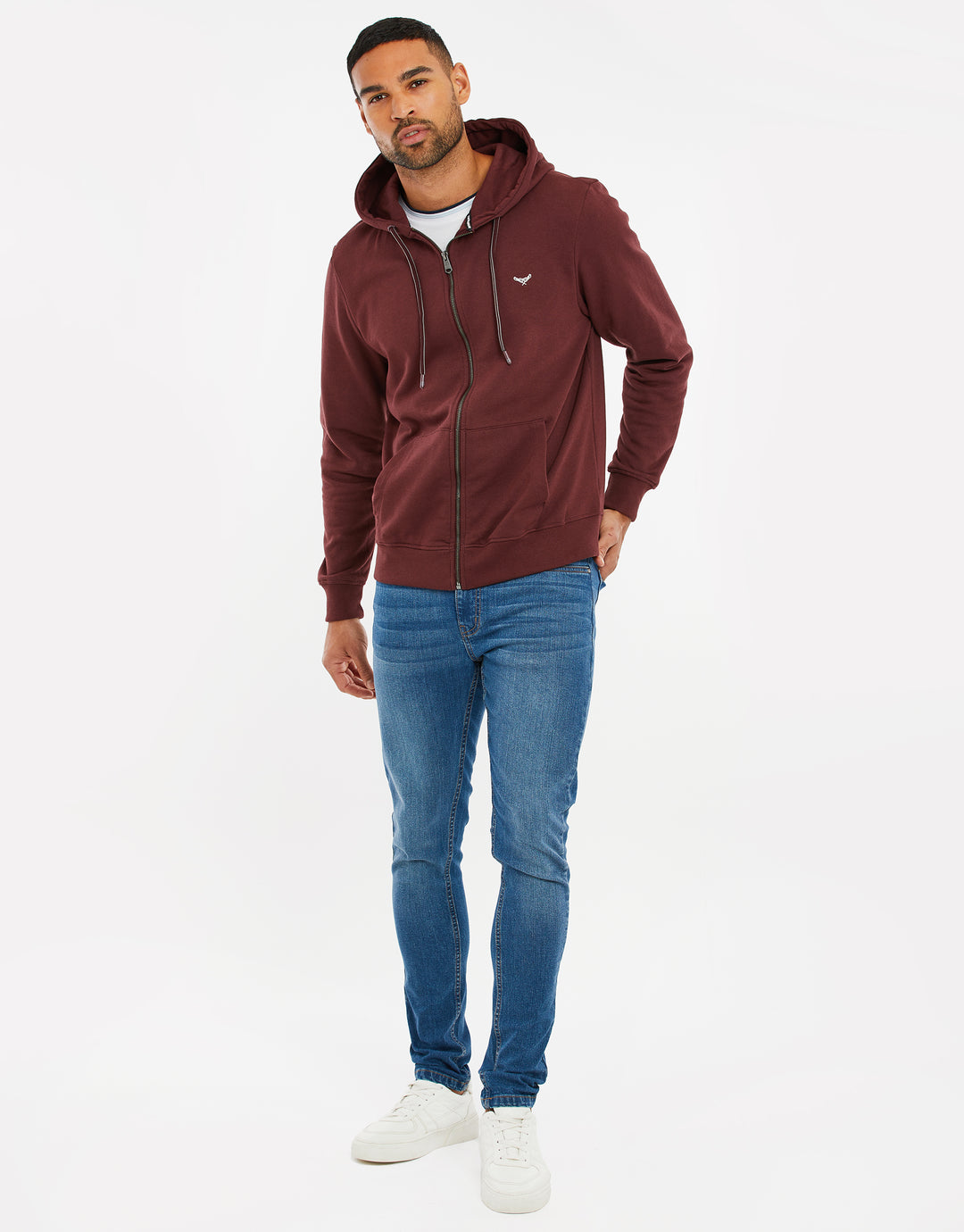 Burgundy Zip-Through Hoodie