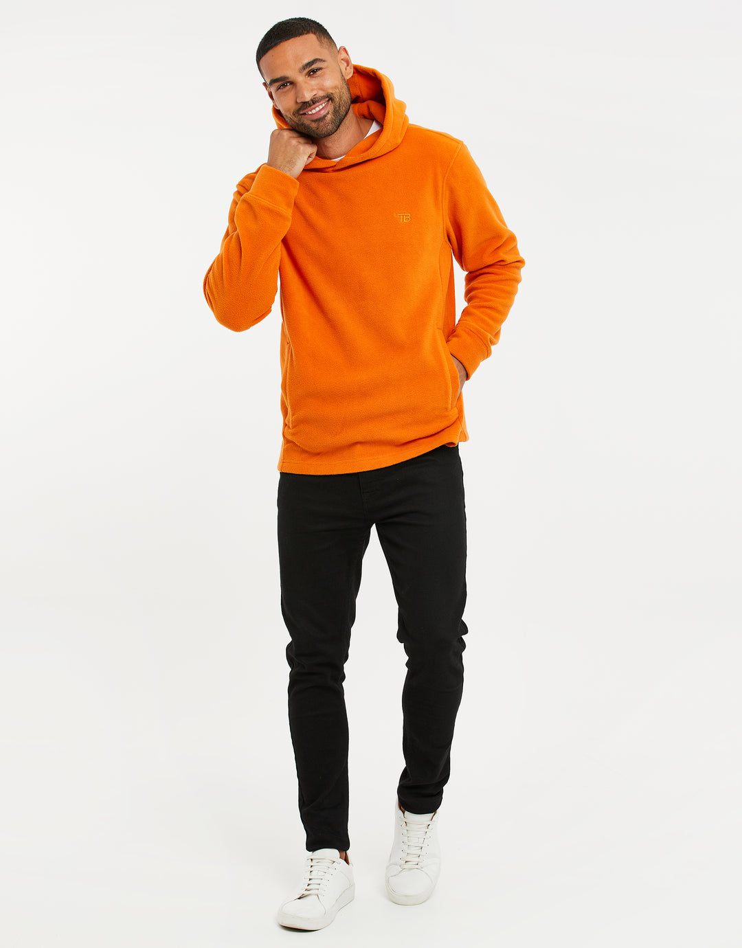 Orange Microfleece Overhead Hoodie