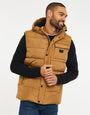 Camel Brown Hooded Padded Gilet