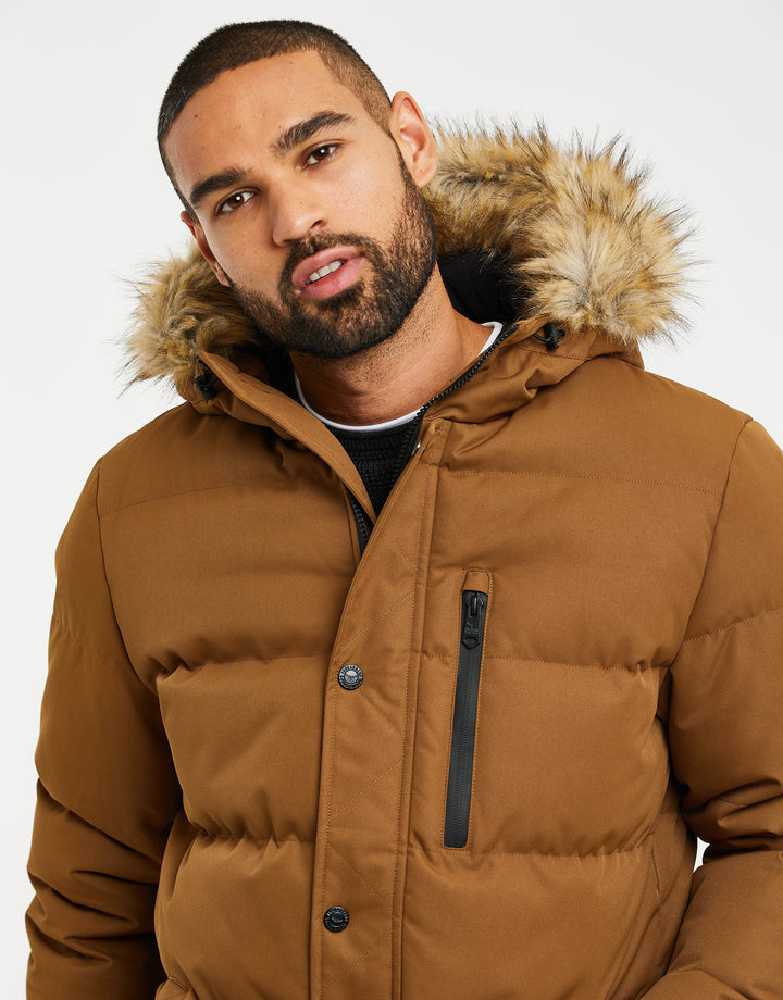 Camel Brown Parka Jacket