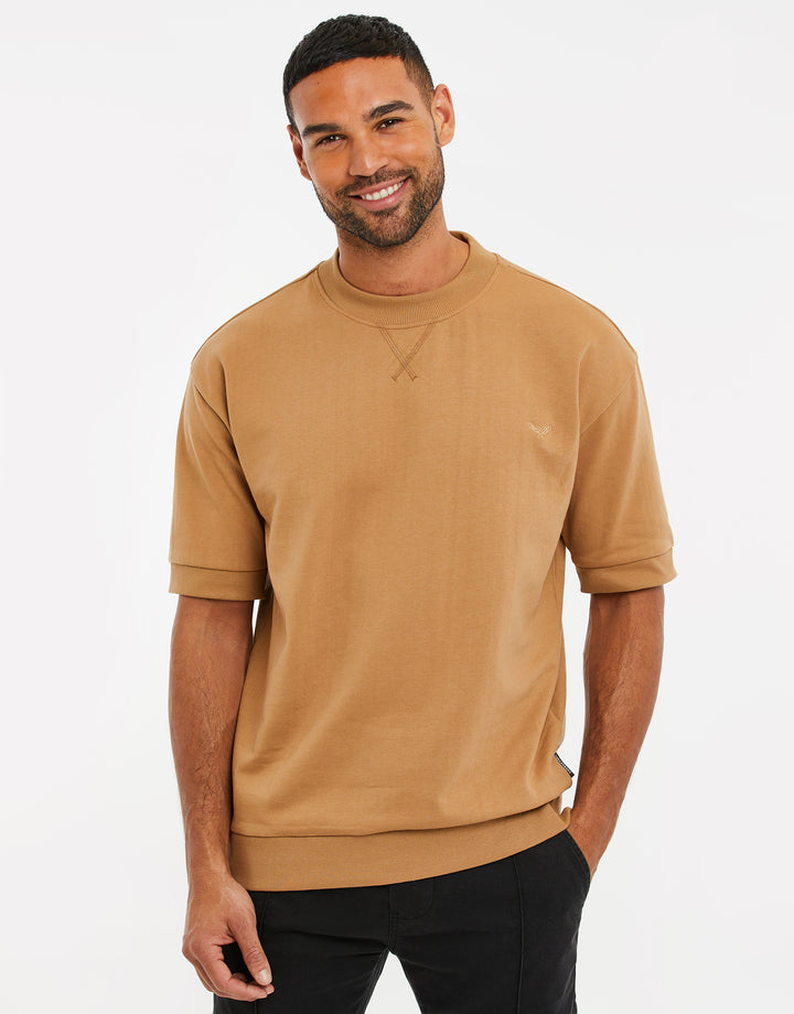 Camel Brown Short Sleeve Sweatshirt