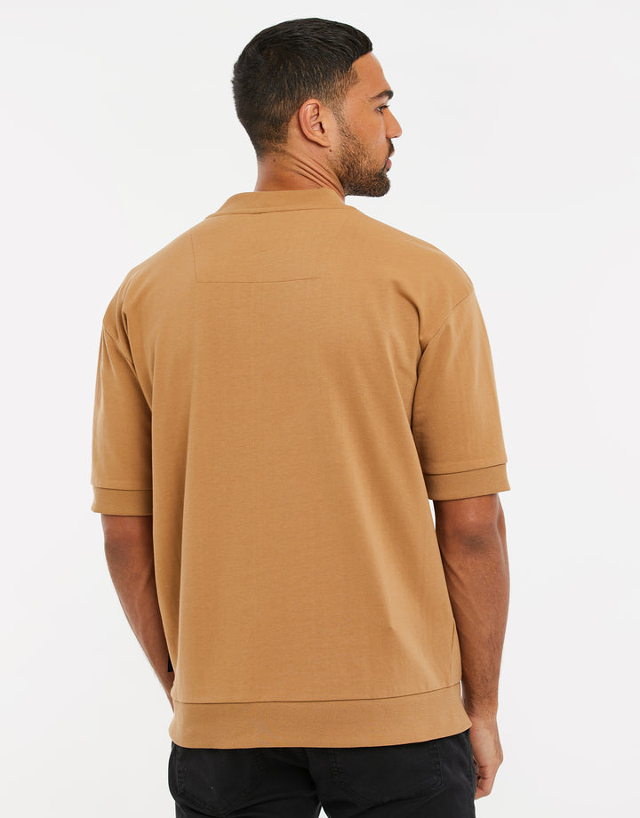 Camel Brown Short Sleeve Sweatshirt