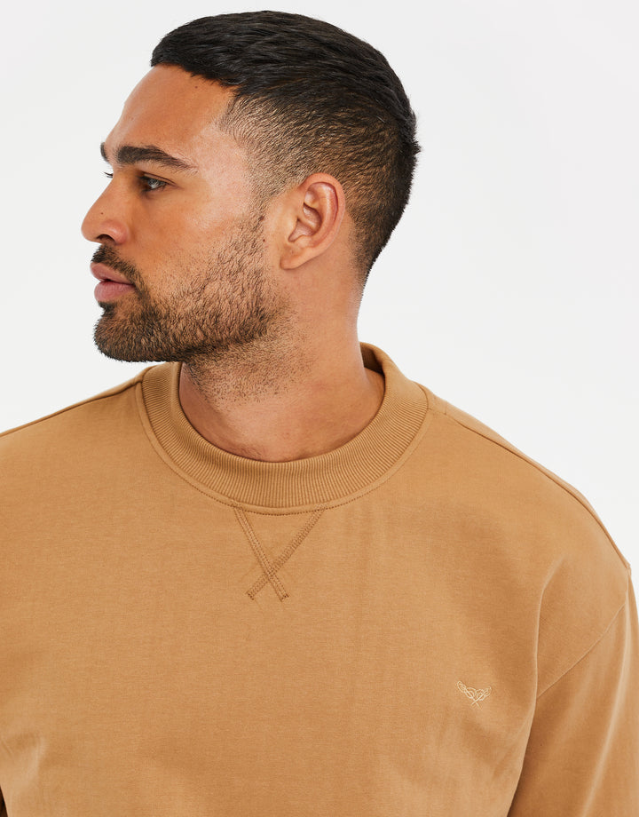 Camel Brown Short Sleeve Sweatshirt