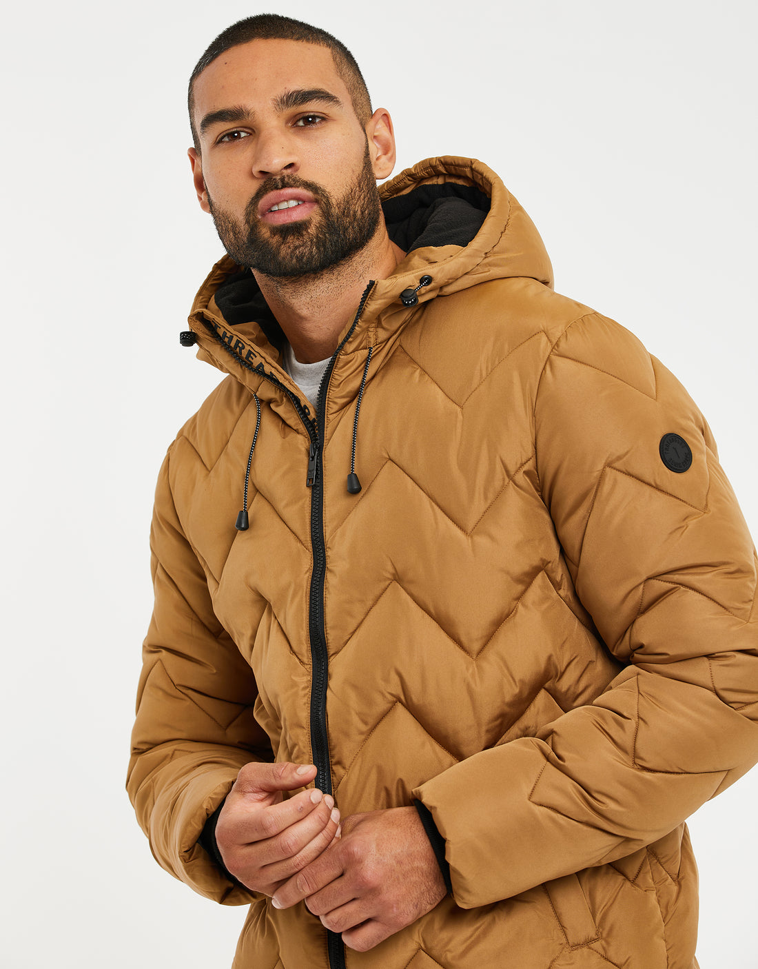 Quilted zip through discount jacket with hood