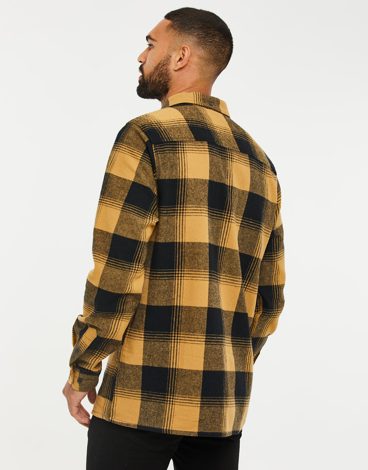 Camel Brown Check Long Sleeve Shirt
