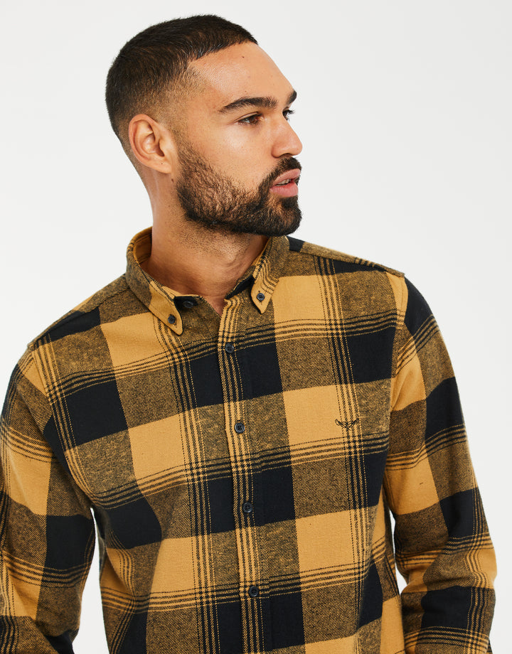 Camel Brown Check Long Sleeve Shirt
