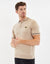 Camel Brown Tipping Button Collar Knitted Polo