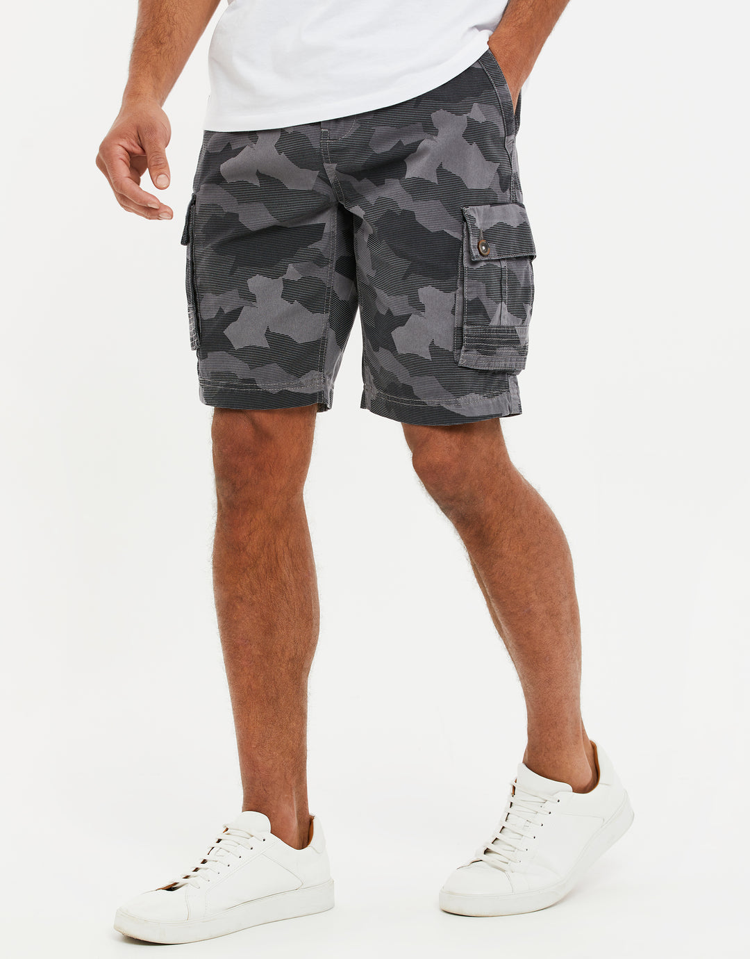 Charcoal Grey Camo Cargo Shorts