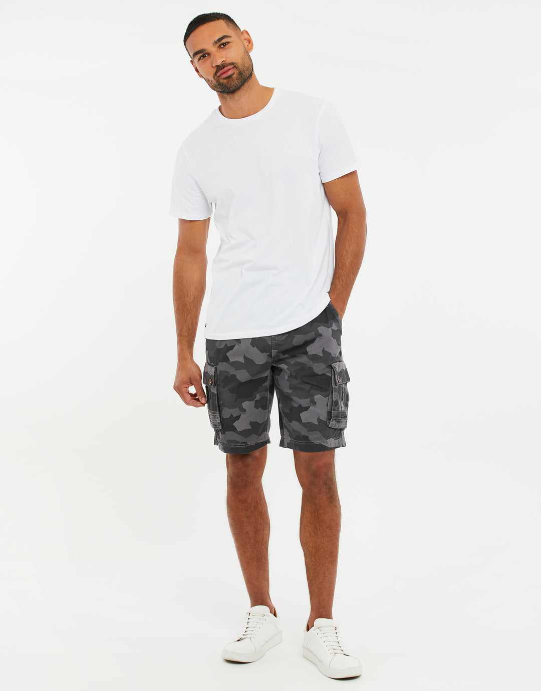 Charcoal Grey Camo Cargo Shorts