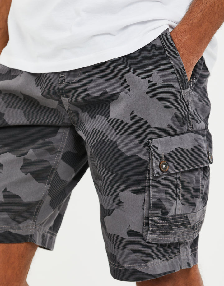 Charcoal Grey Camo Cargo Shorts