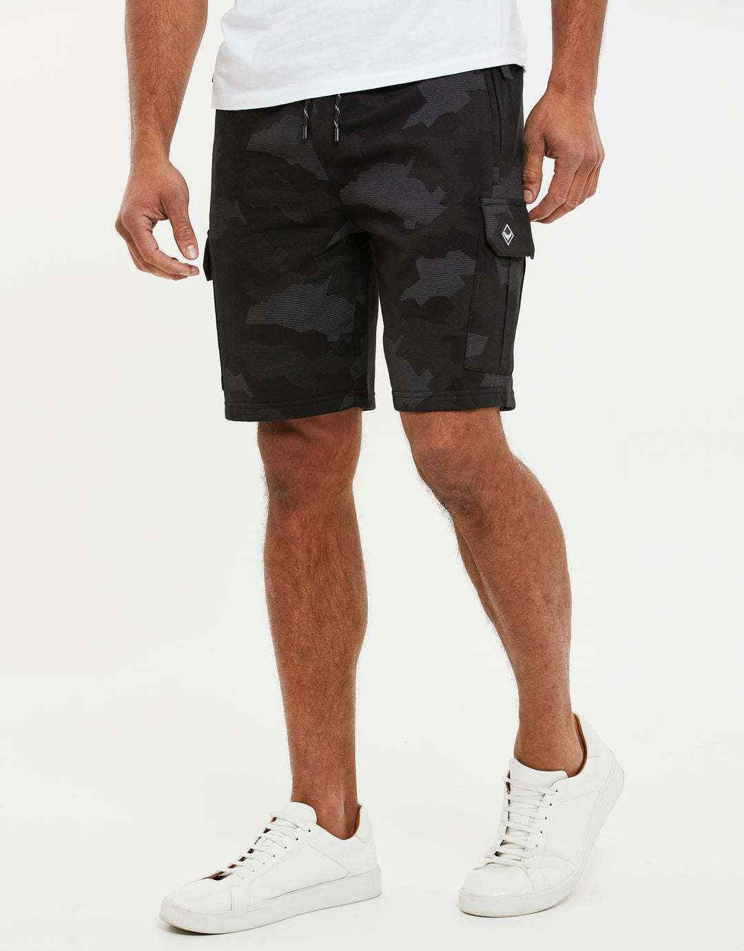 Charcoal Grey Camo Cargo Sweat Shorts