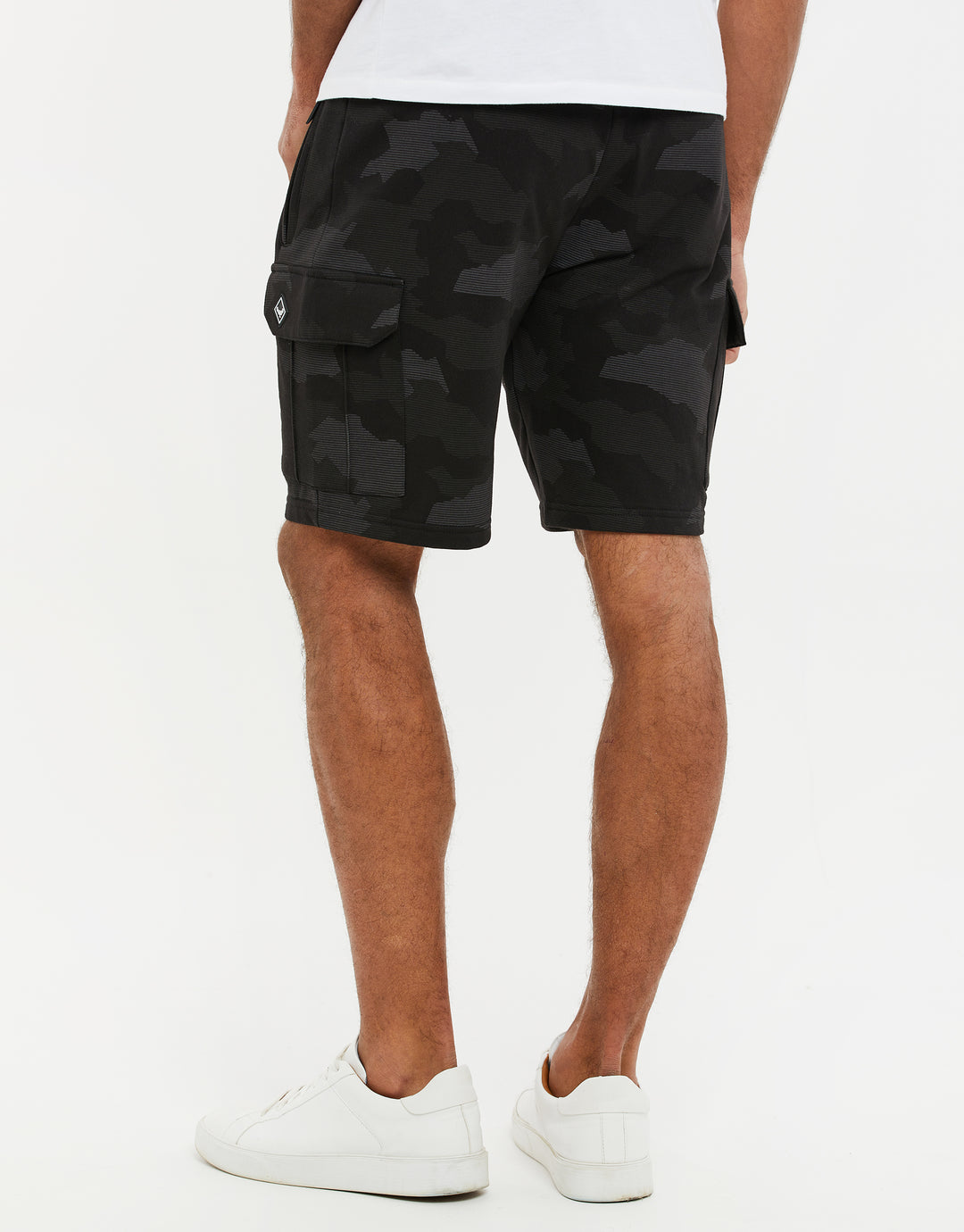 Charcoal Grey Camo Cargo Sweat Shorts