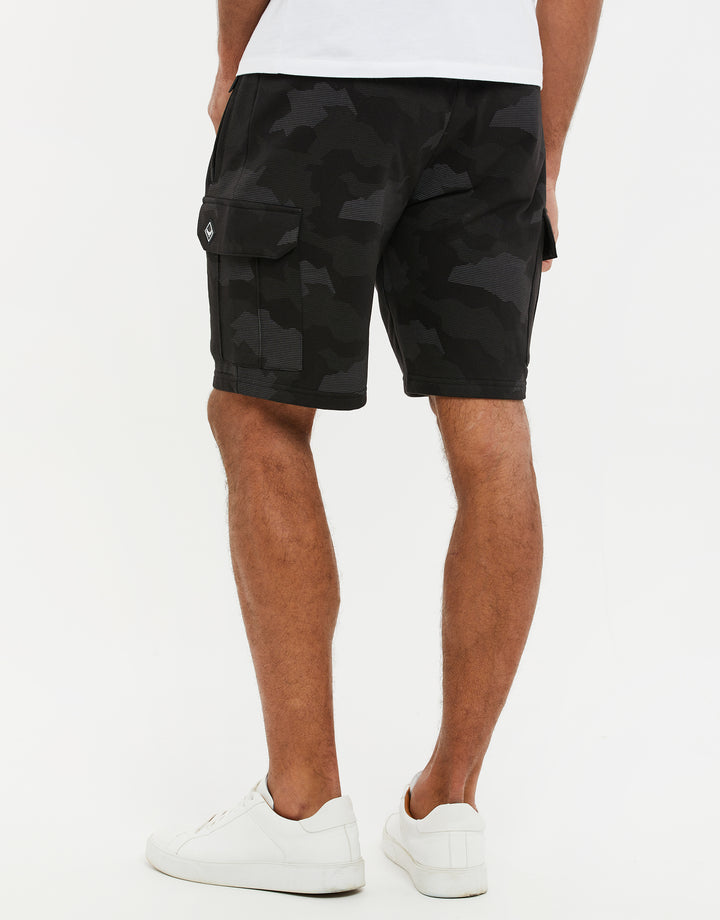 Charcoal Grey Camo Cargo Sweat Shorts
