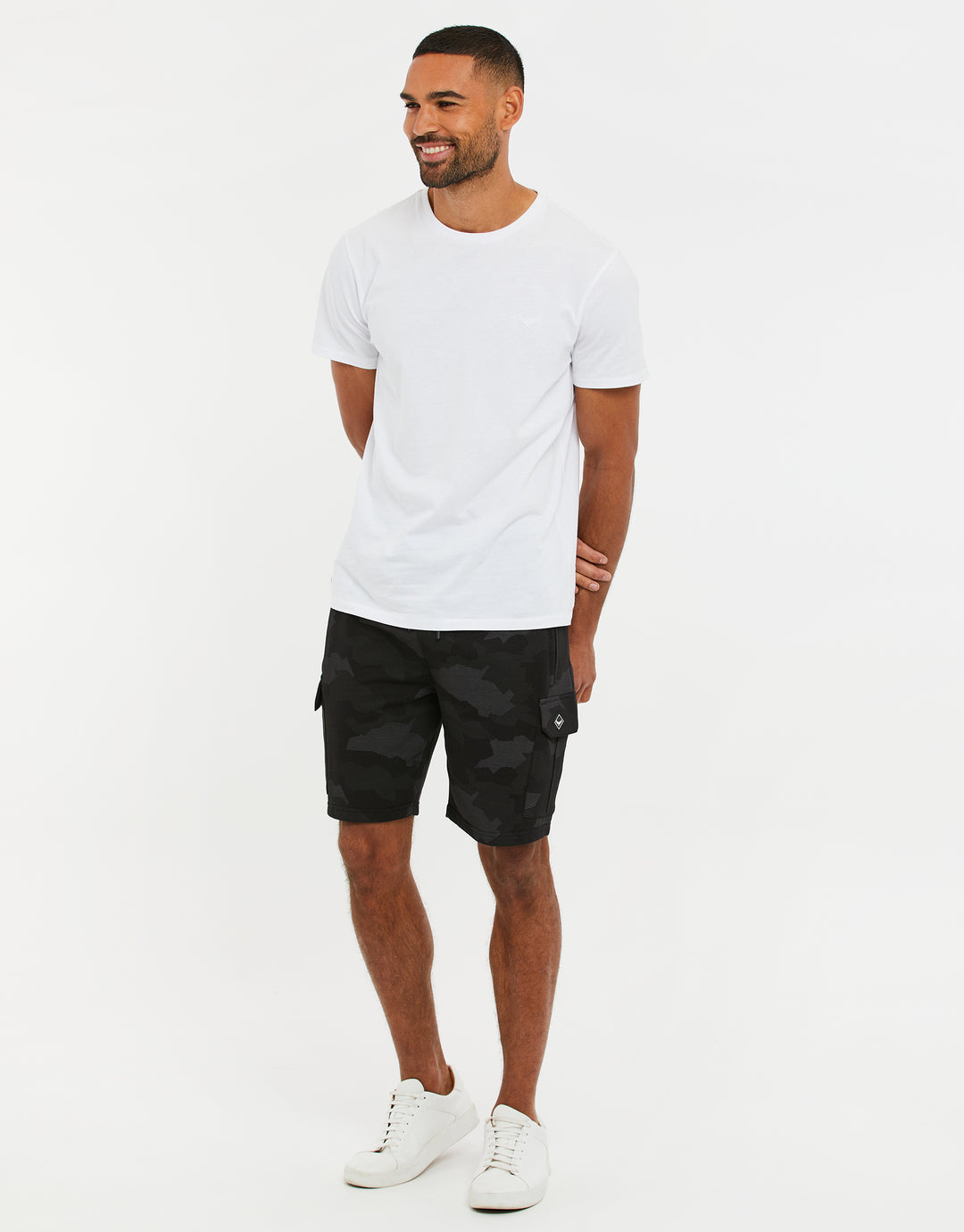 Charcoal Grey Camo Cargo Sweat Shorts