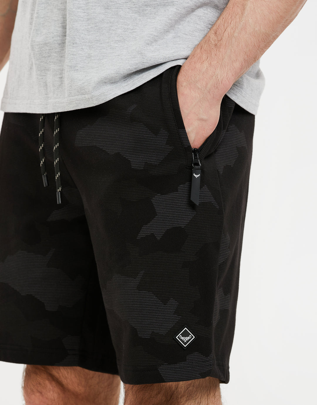 Charcoal Grey Camo Sweat Shorts