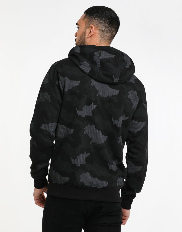 Charcoal Grey Camo Zip-Through Hoodie