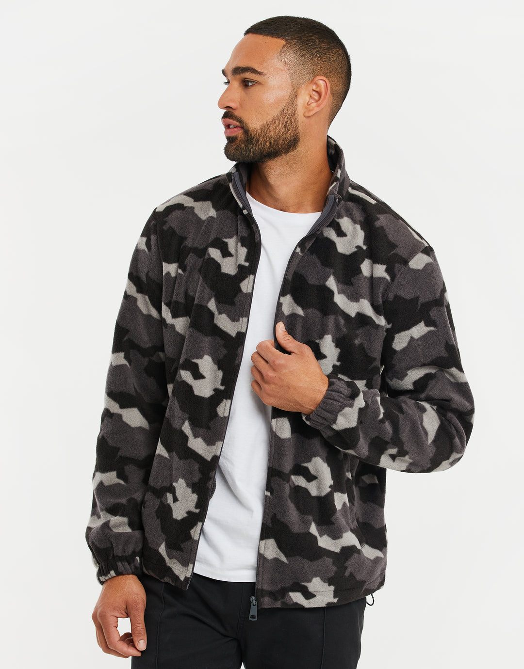 Charcoal Camo Zip-Through Borg Fleece