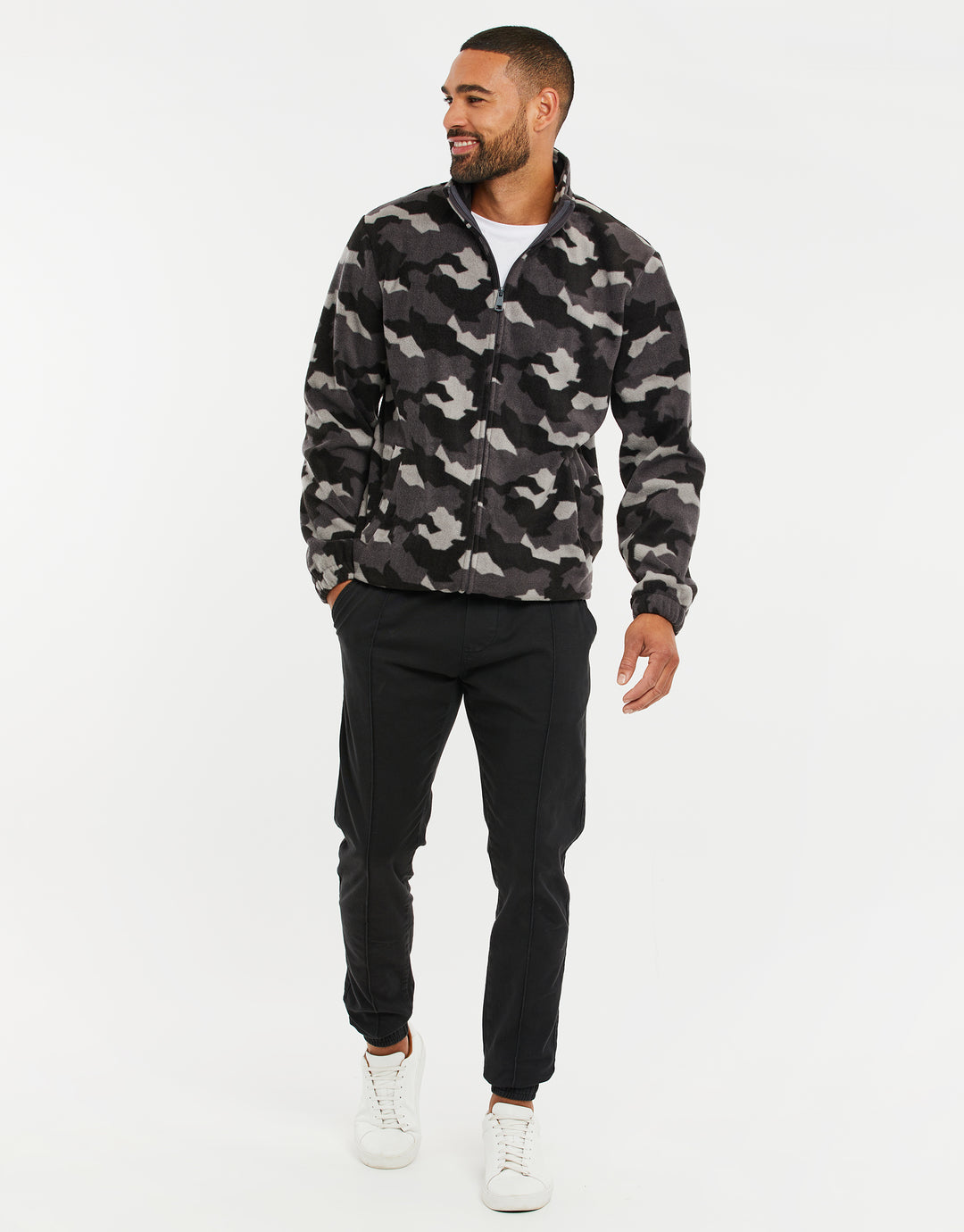 Charcoal Camo Zip-Through Borg Fleece