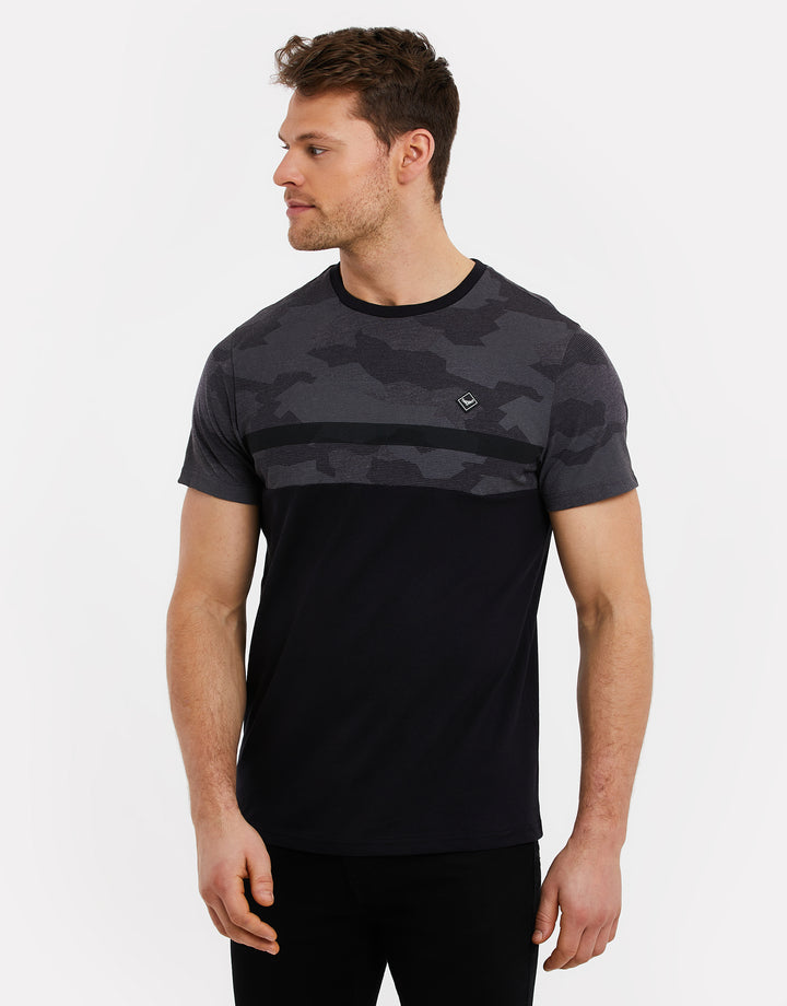 Charcoal Grey Camo Panel T-Shirt