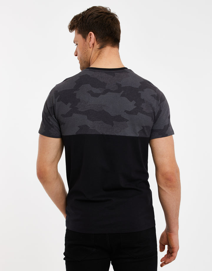 Charcoal Grey Camo Panel T-Shirt