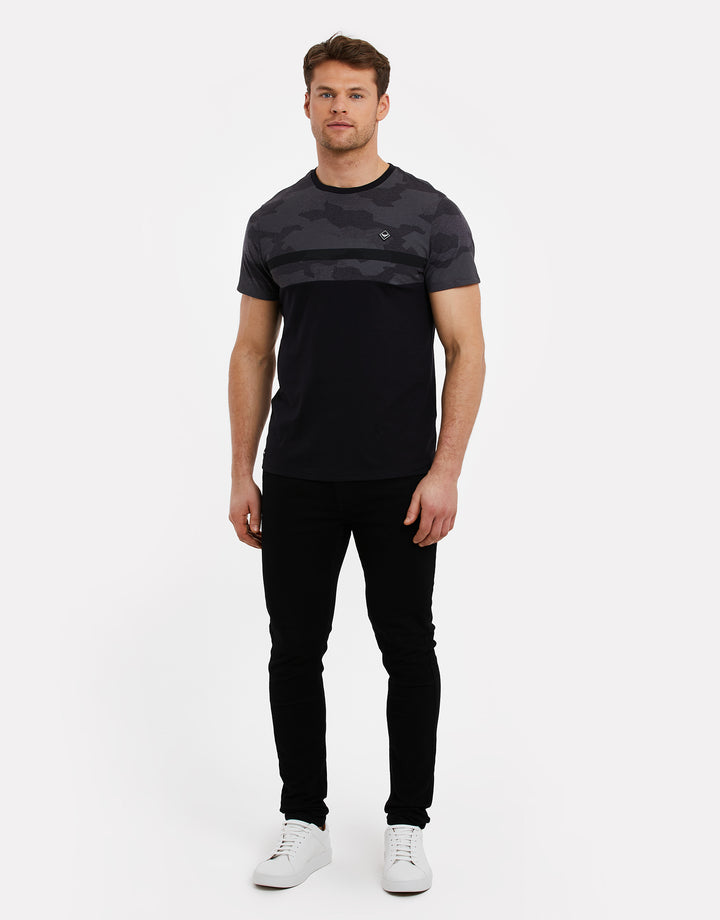 Charcoal Grey Camo Panel T-Shirt