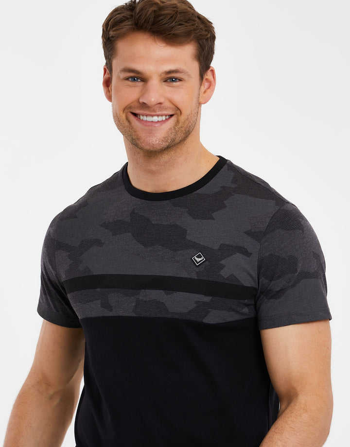 Charcoal Grey Camo Panel T-Shirt