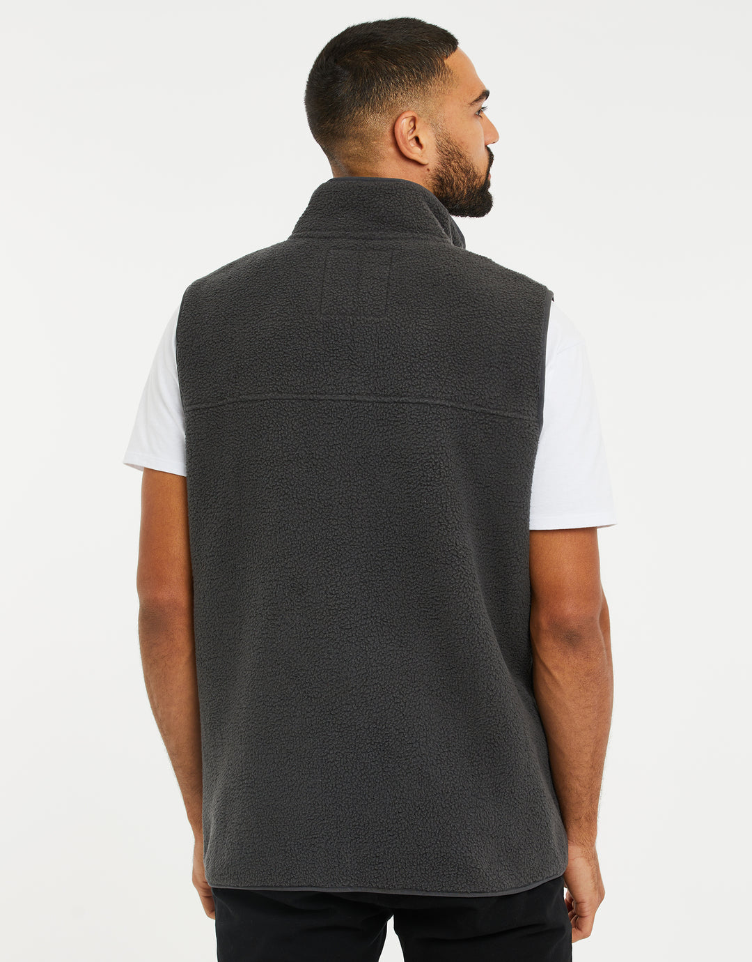 Charcoal Grey Faux Borg Contrast Panel Gilet