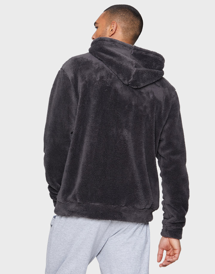Charcoal Grey Borg Zip-Through Lounge Hoodie