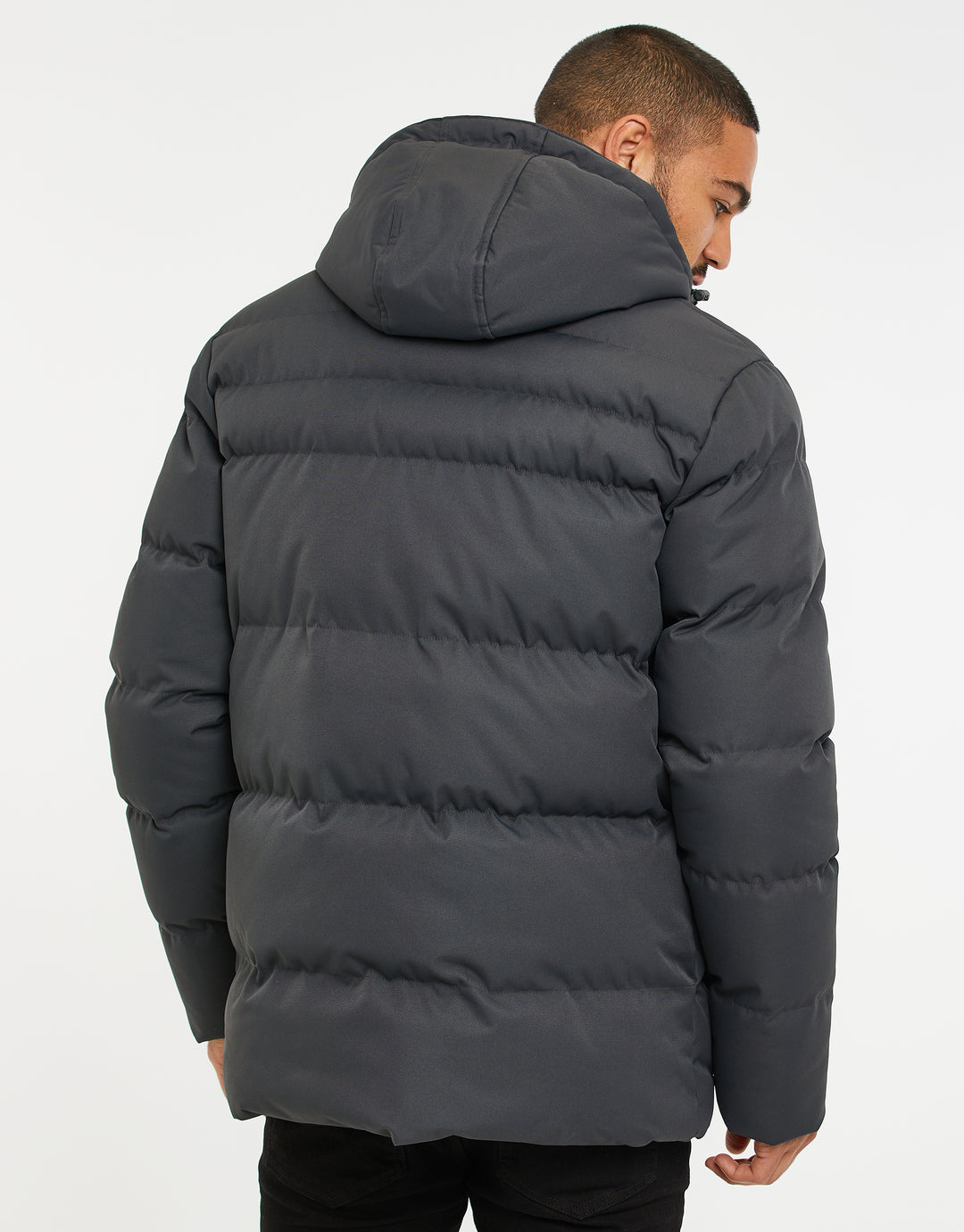 Charcoal Grey Hooded Padded Jacket