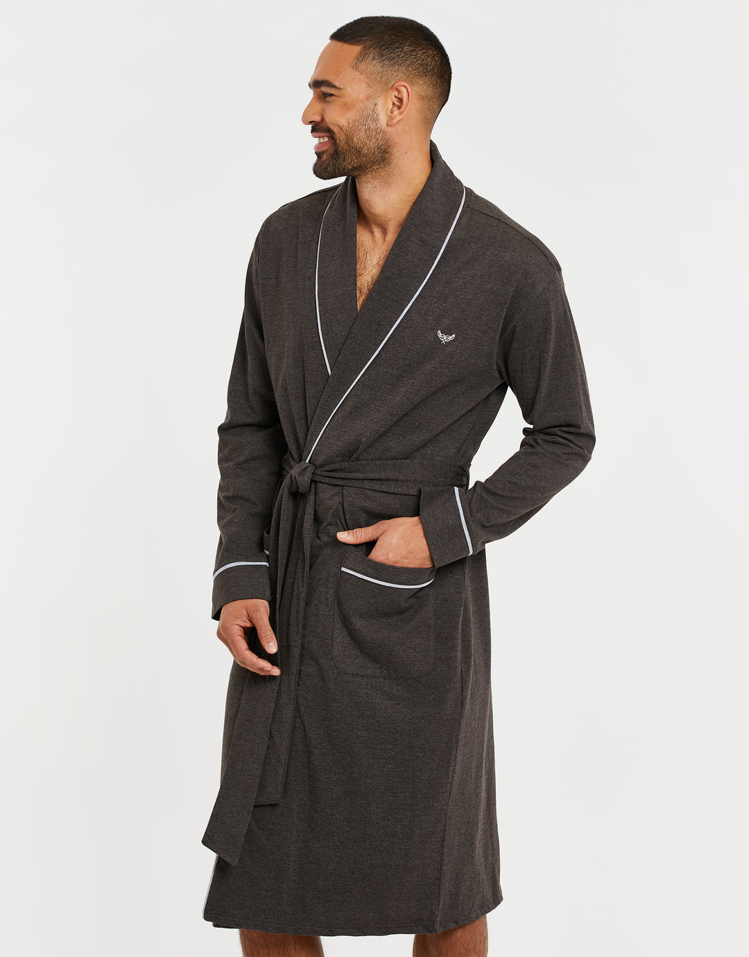 Charcoal Grey Marl Lightweight Dressing Gown