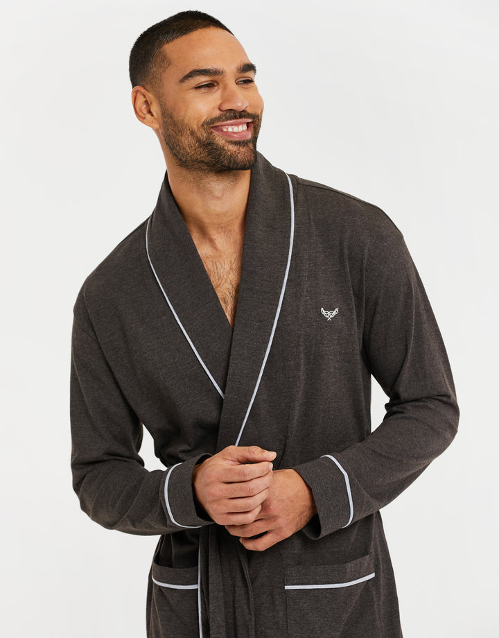 Charcoal Grey Marl Lightweight Dressing Gown