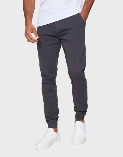 Men's Charcoal Grey Cuffed Slim Fit Trousers – Threadbare