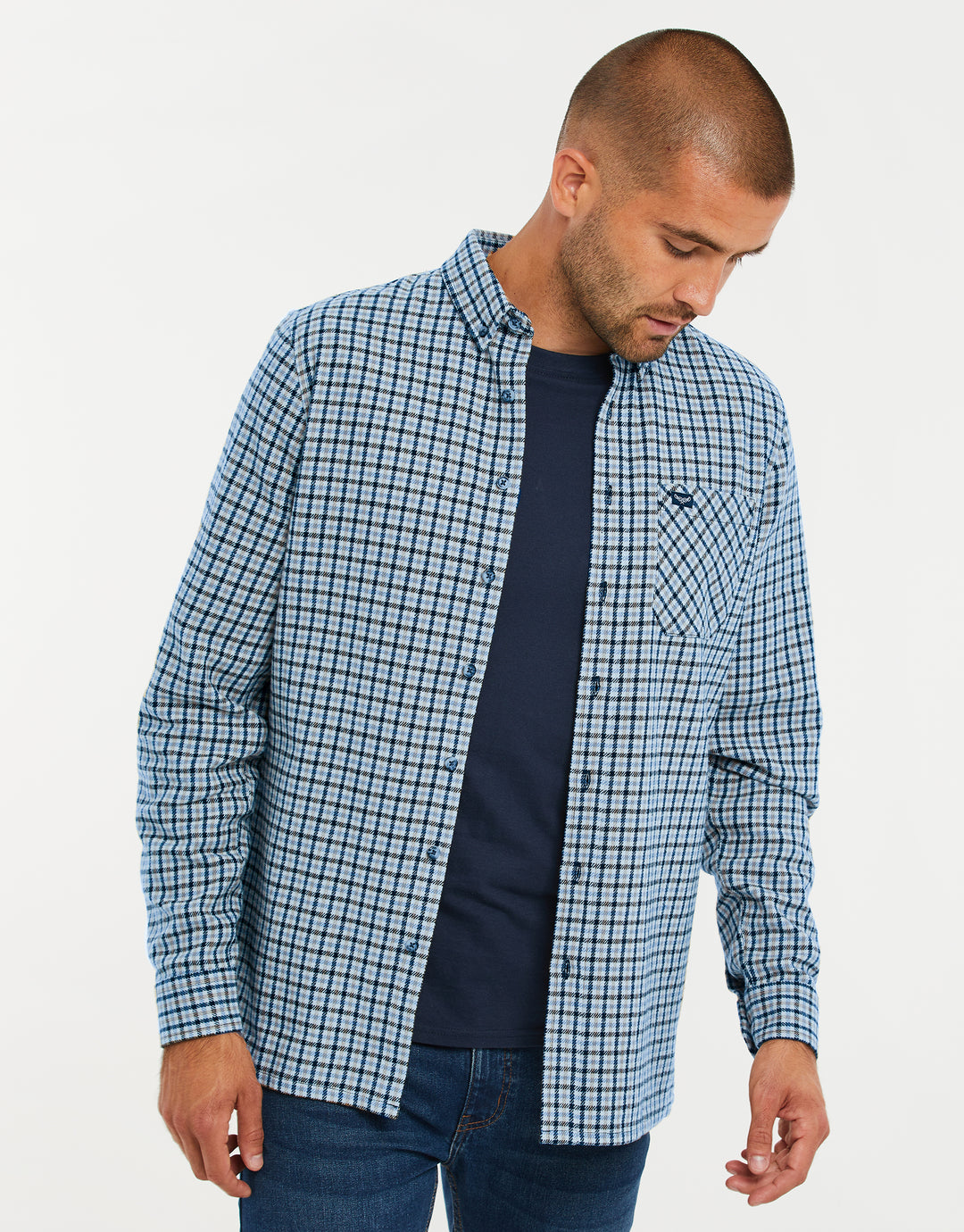 China Blue Check Long Sleeve Shirt