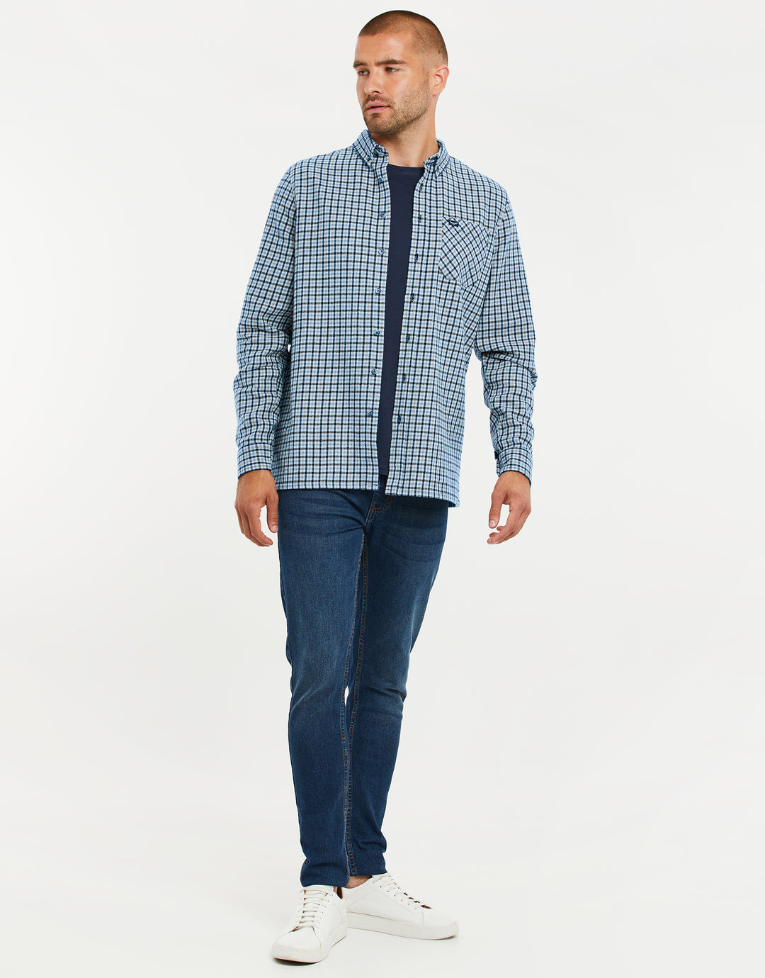 China Blue Check Long Sleeve Shirt