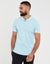 Sky Blue Waffle Zip Collar Polo Shirt