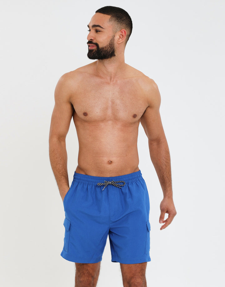 Cobalt BlueMid Length Cargo Swim Shorts