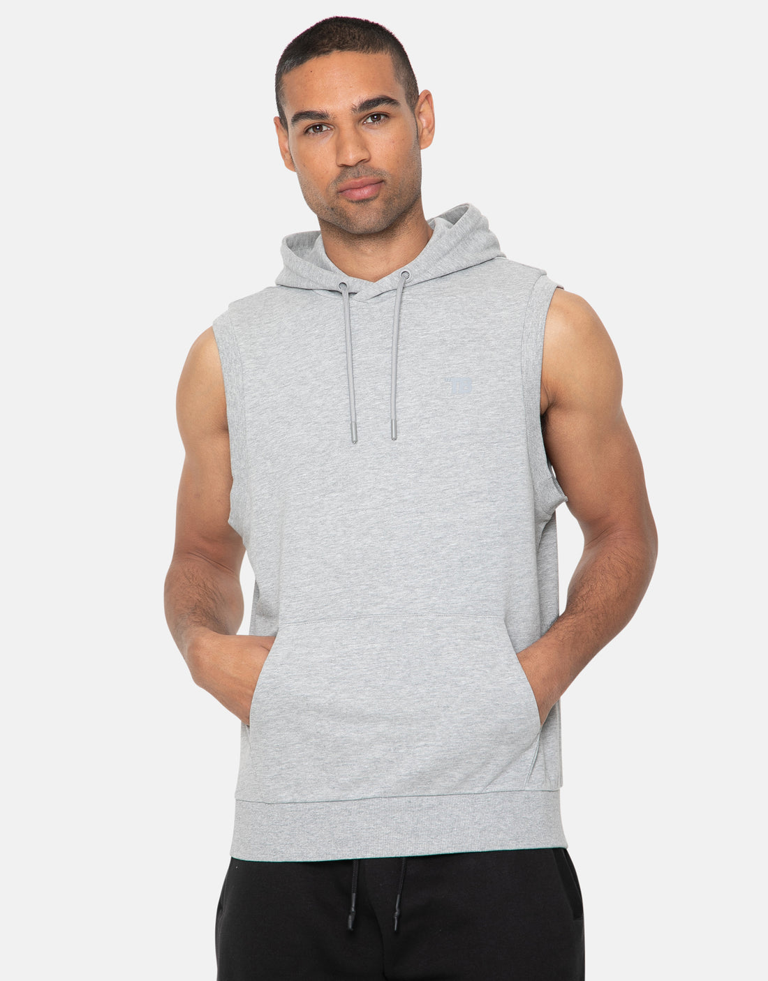 Men's Light Grey Sleeveless Pullover Gym Hoodie – Threadbare