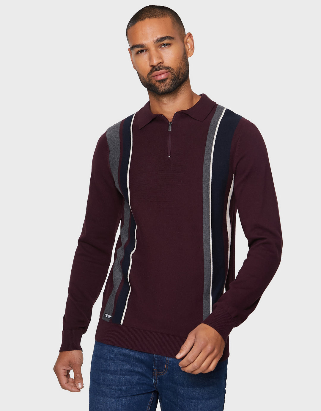 Connor Burgundy Mix Plain Colourblock Jumpers