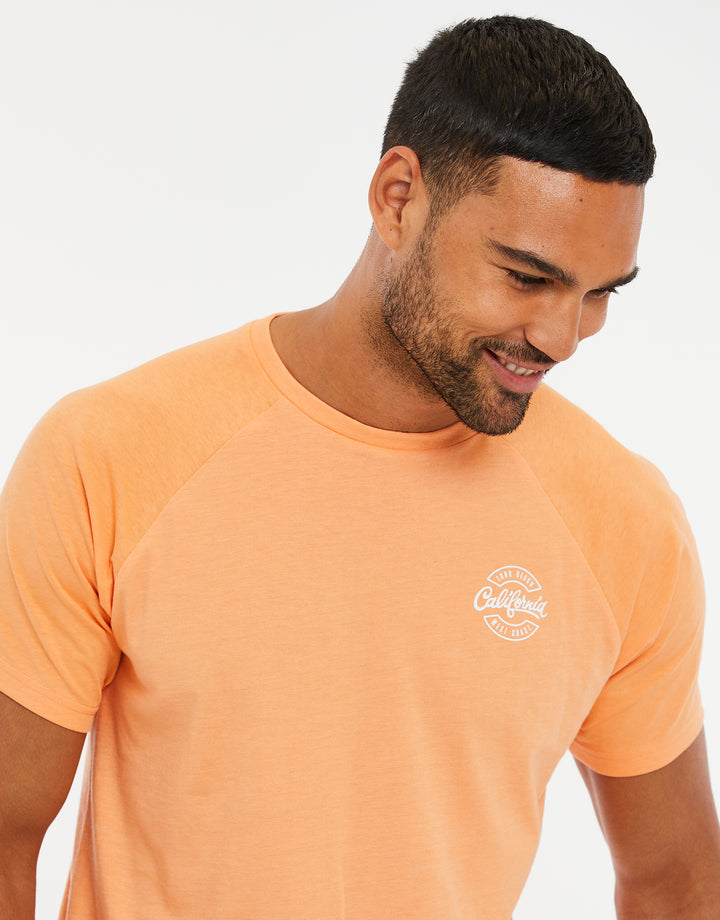 Coral Pink Marl Raglan T-Shirt