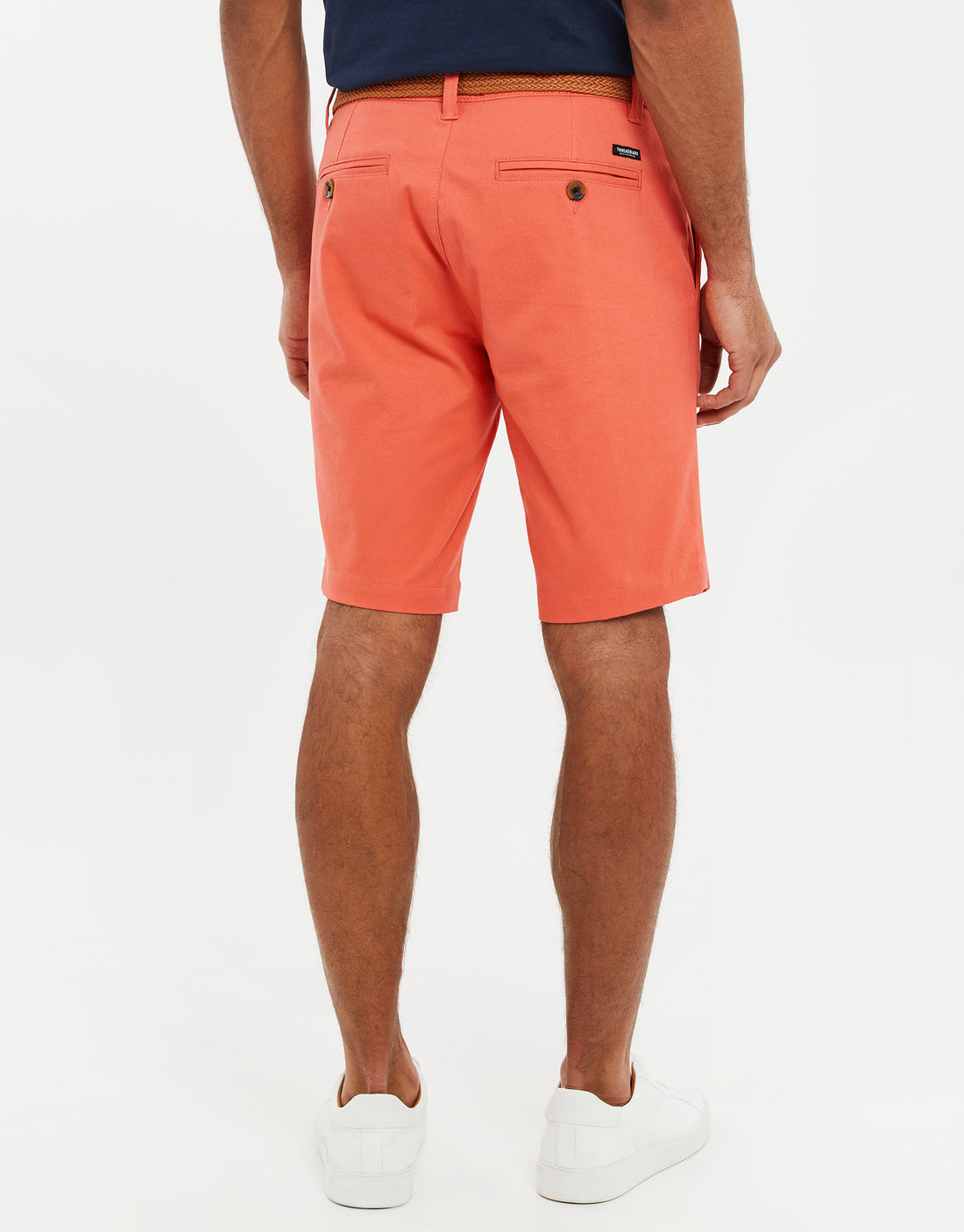 Men's Coral Pink Cotton Casual Woven Belted Chino Shorts – Threadbare