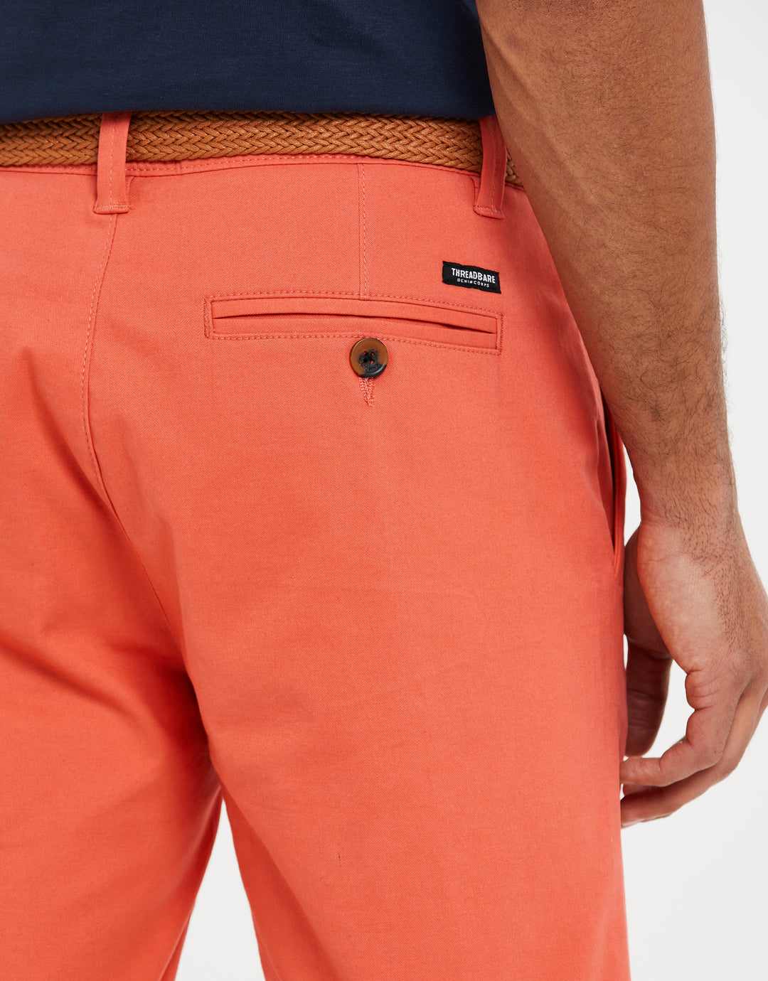 Coral Pink Belted Chino Shorts