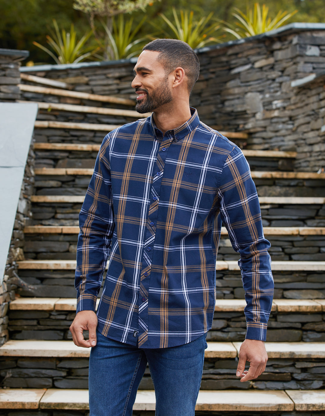 Dark Blue Check Long Sleeve Shirt