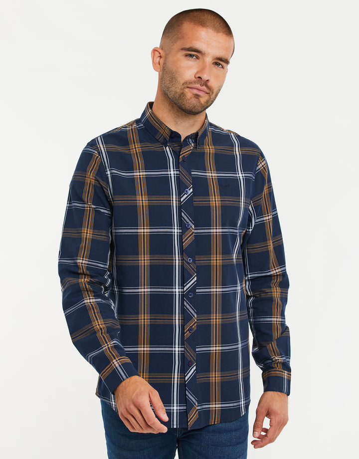 Dark Blue Check Long Sleeve Shirt