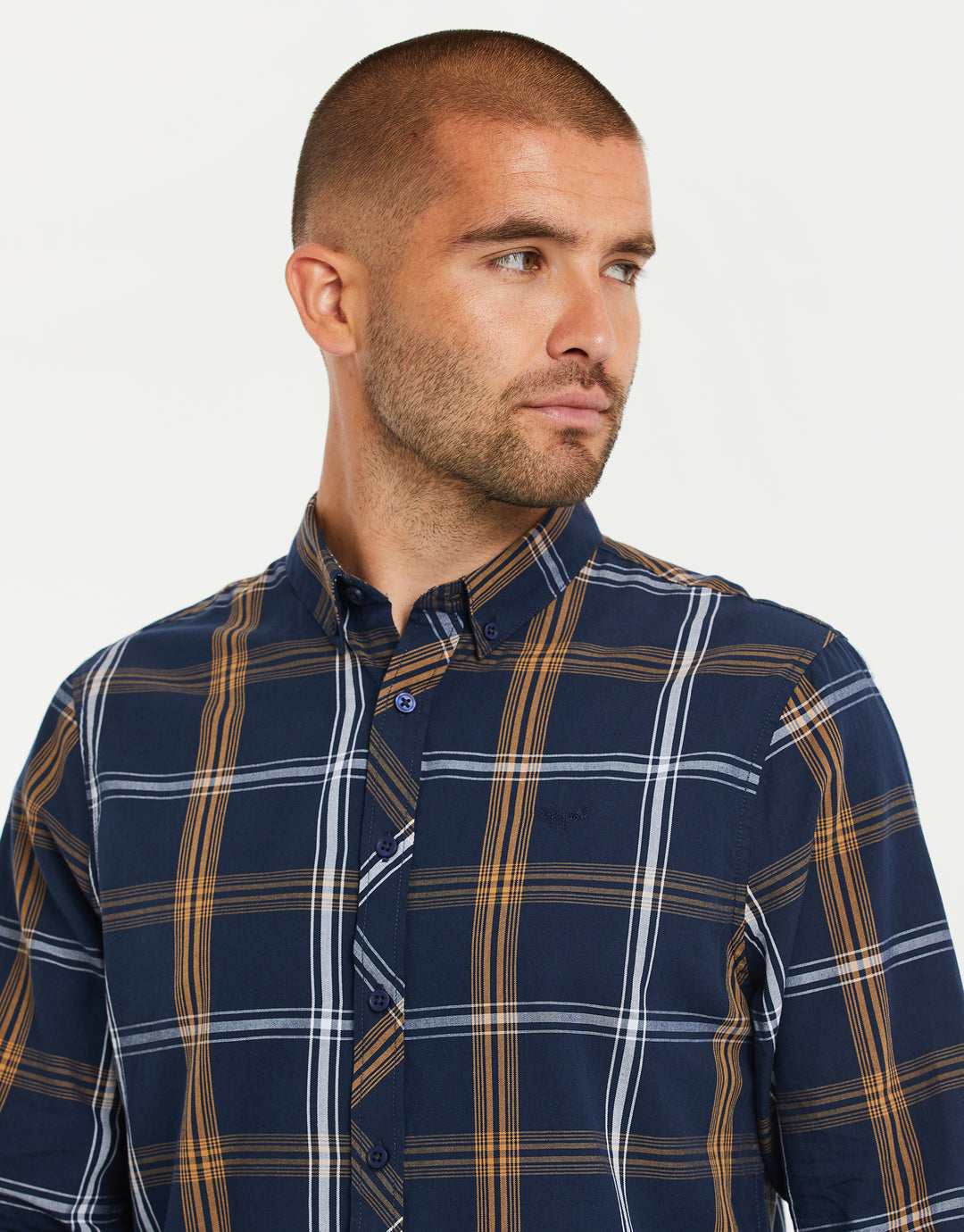 Dark Blue Check Long Sleeve Shirt