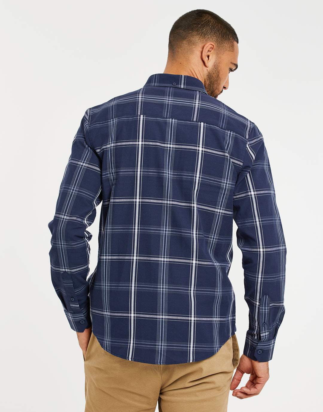 Dark Blue Check Long Sleeve Shirt