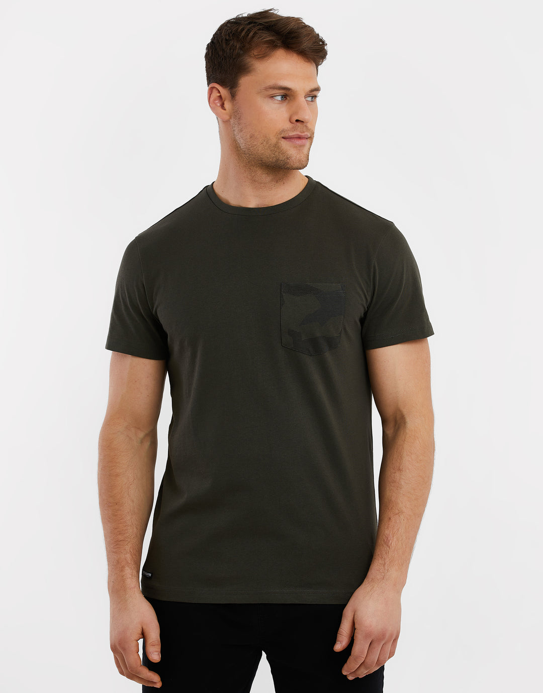 Dark Khaki Green Crew Neck T-Shirt
