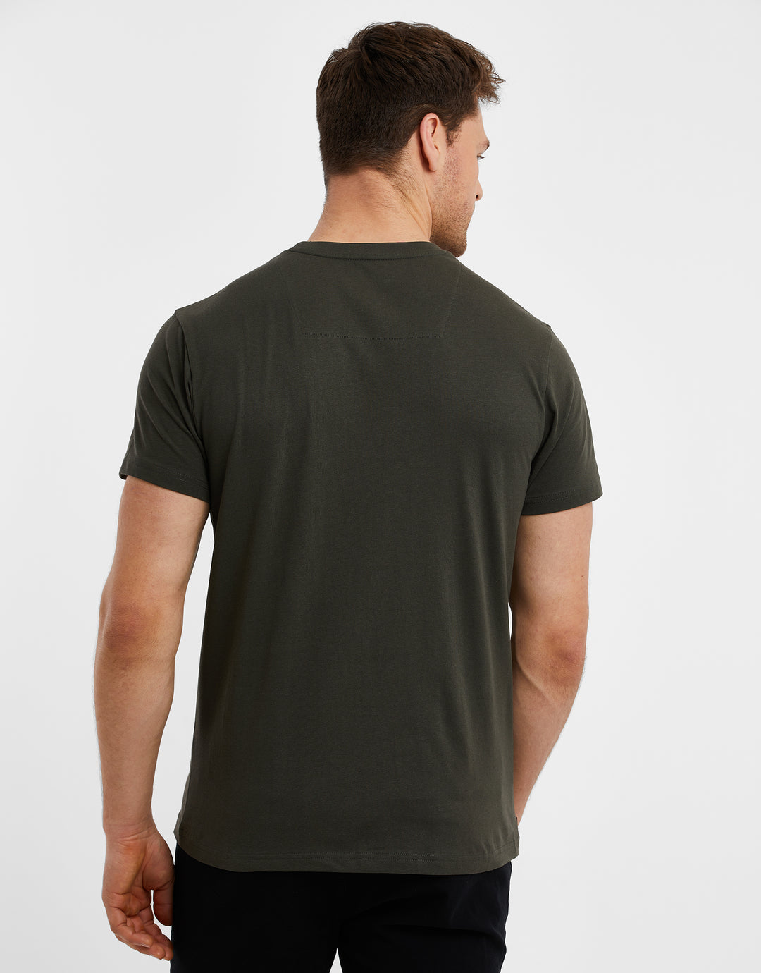 Dark Khaki Green Crew Neck T-Shirt
