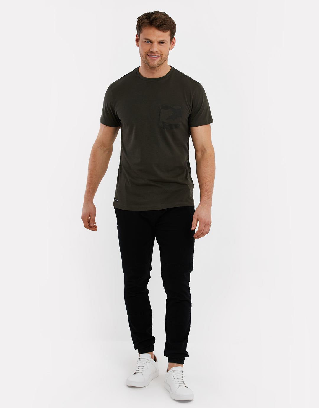 Dark Khaki Green Crew Neck T-Shirt