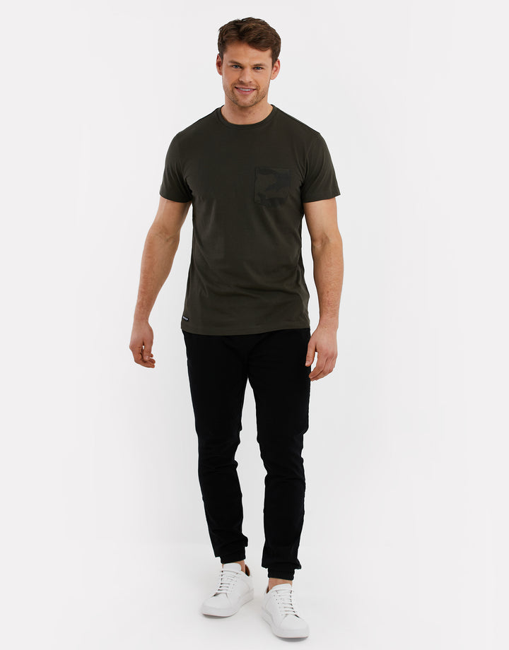 Dark Khaki Green Crew Neck T-Shirt