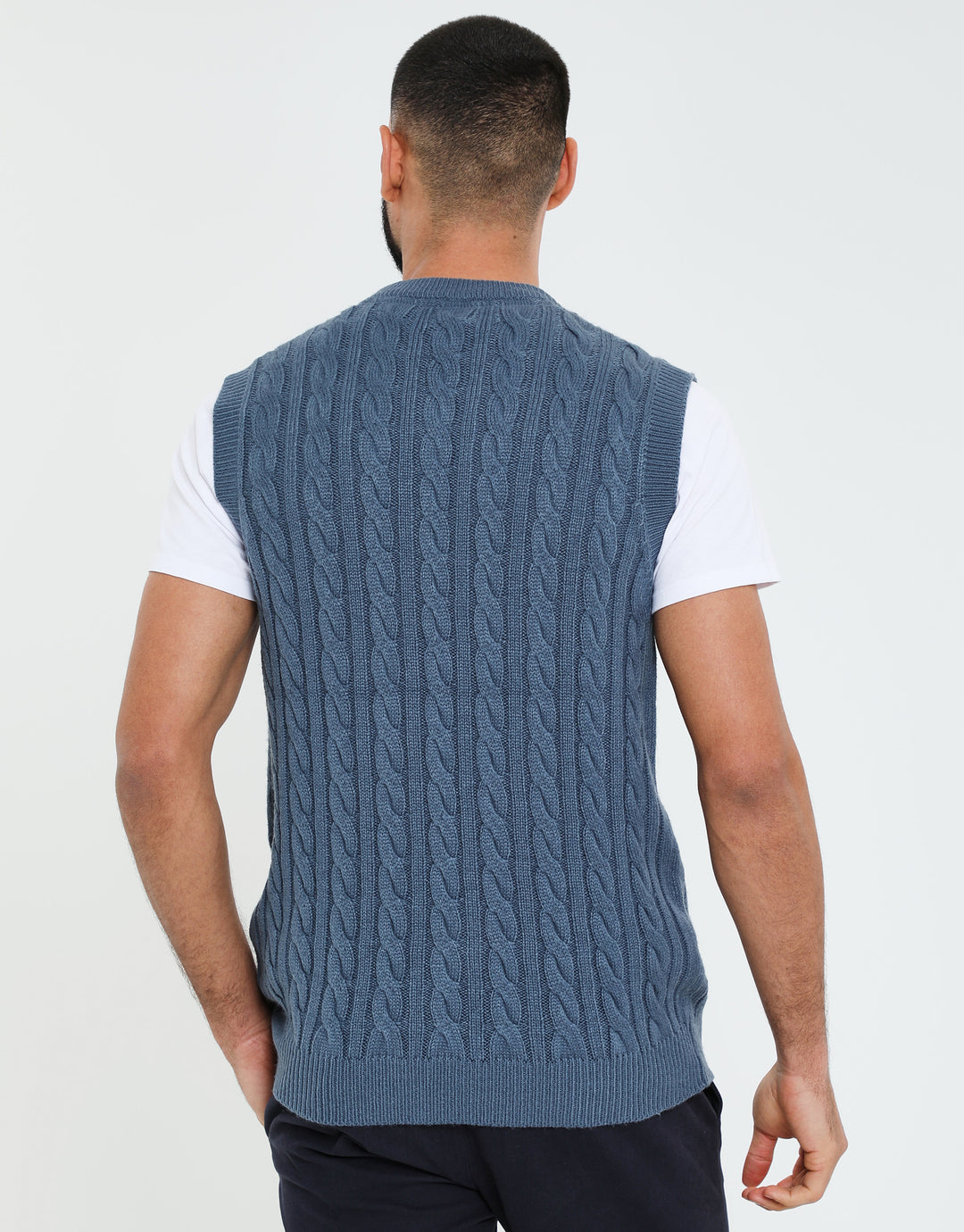 Denim Blue Cable Knit Vest